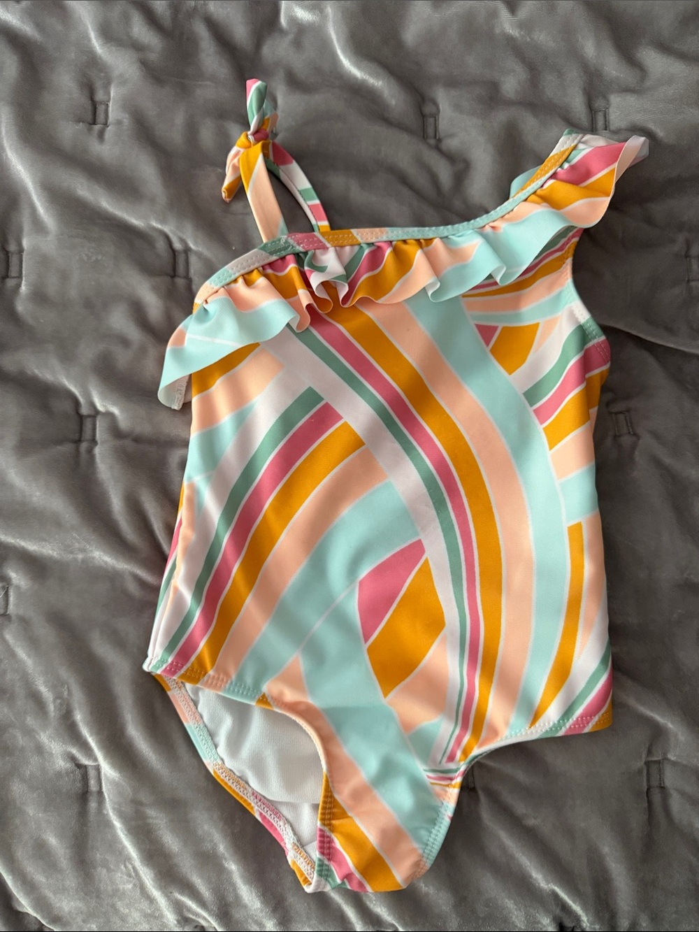 wonder nation Kids One-Piece Swimsuit in Mint, Pink, Peach & Mustard